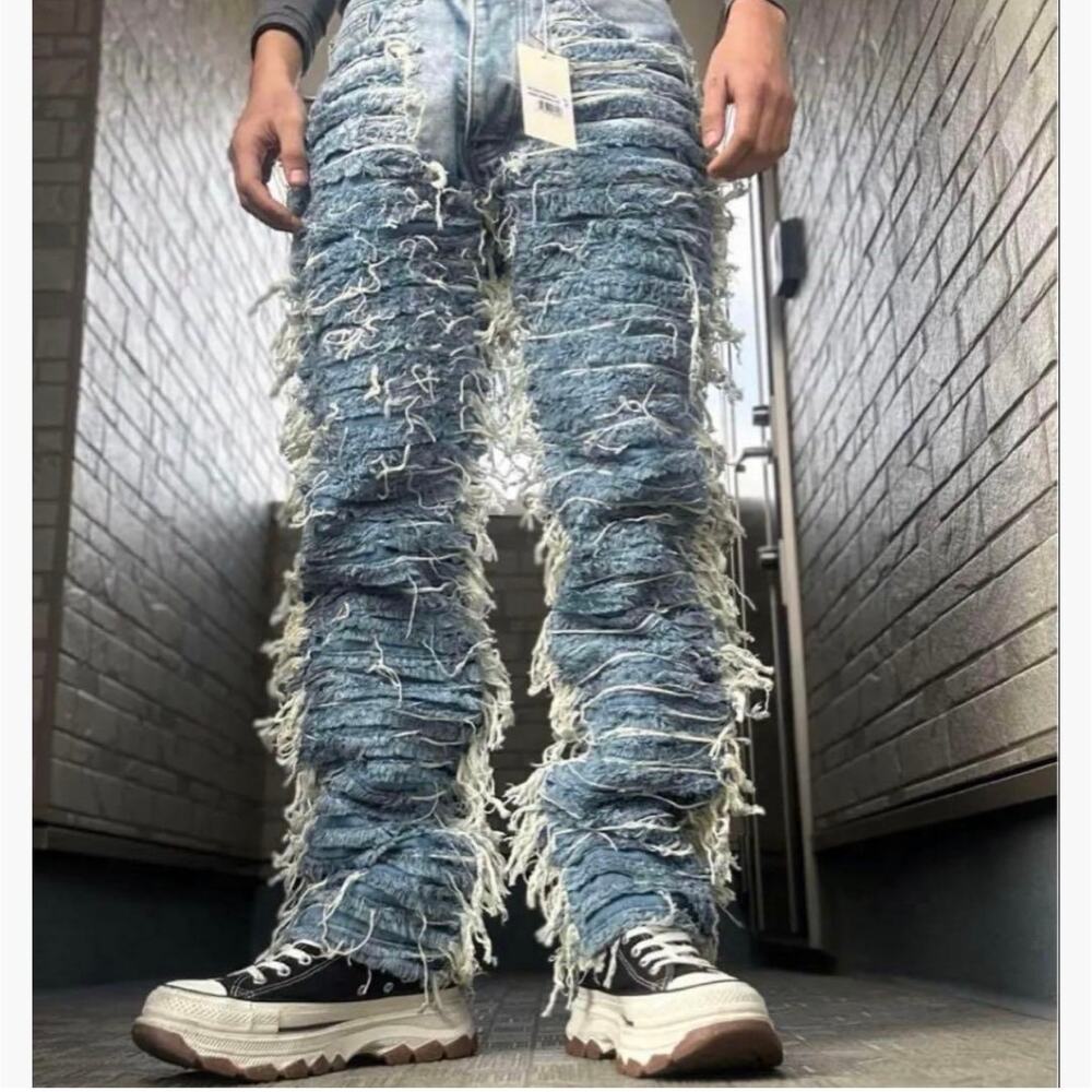 New men’s MNML baggy frayed denim jeans 33 - Picture 2 of 10